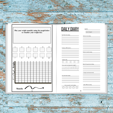 Weight tracker and daily diary pages