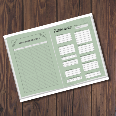 Medication tracker and daily diary pages